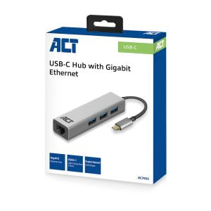 "ACT AC7055 3-Poorts USB-C Hub met Gigabit Poort - Koop Nu!"
